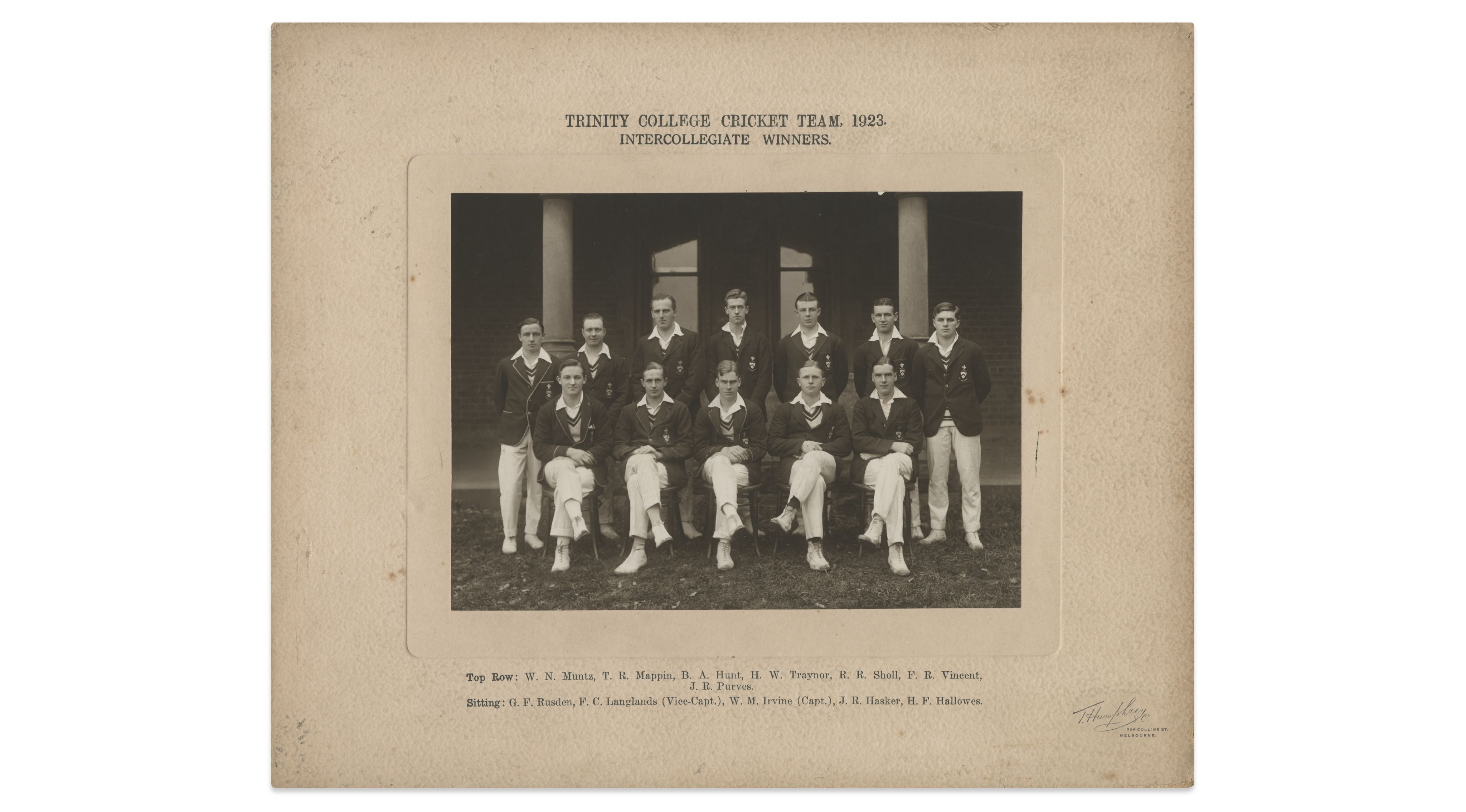 Trinity College, 1923 cricket team