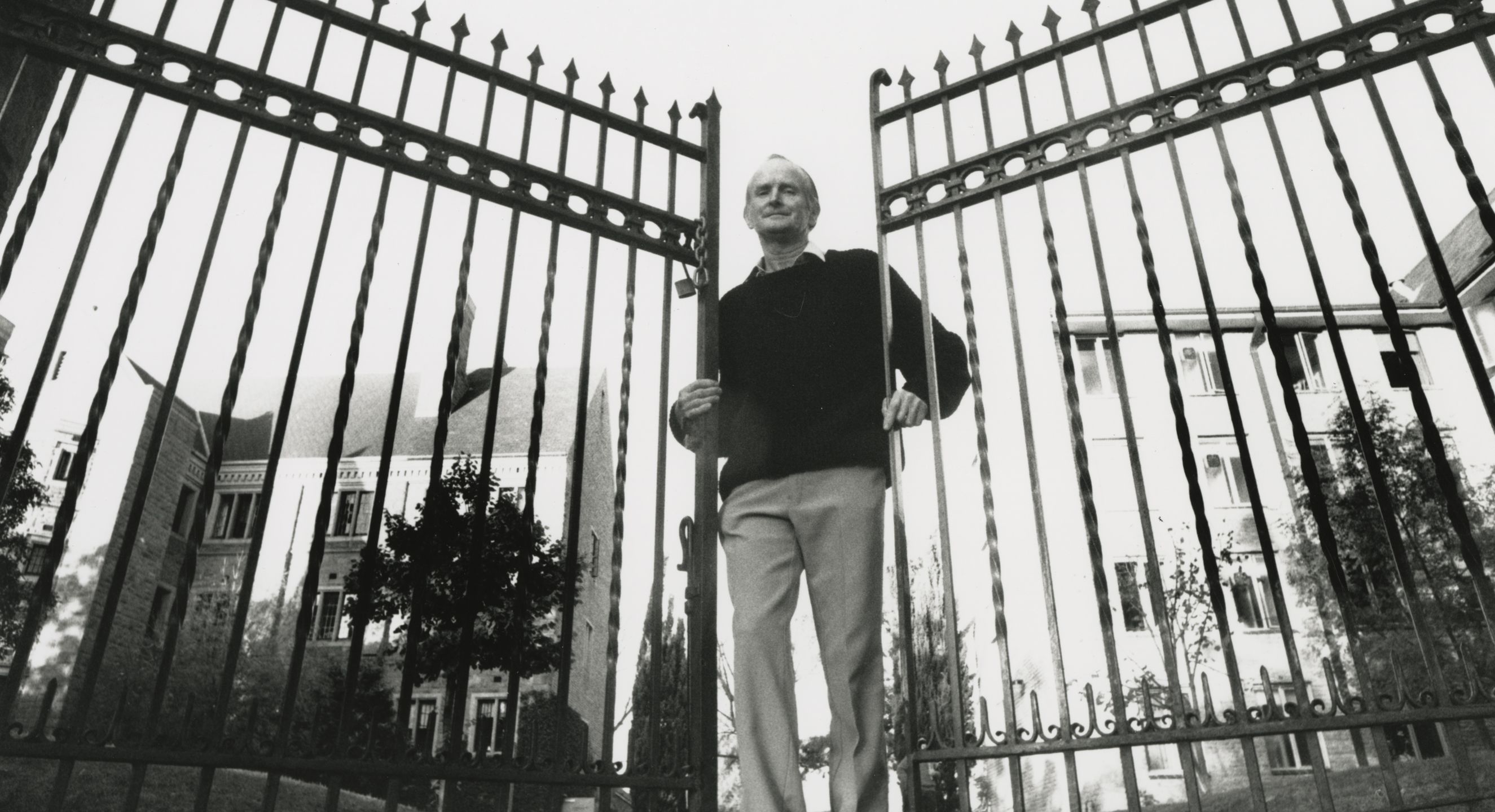 Frank Henagan at the gates of Trinity College