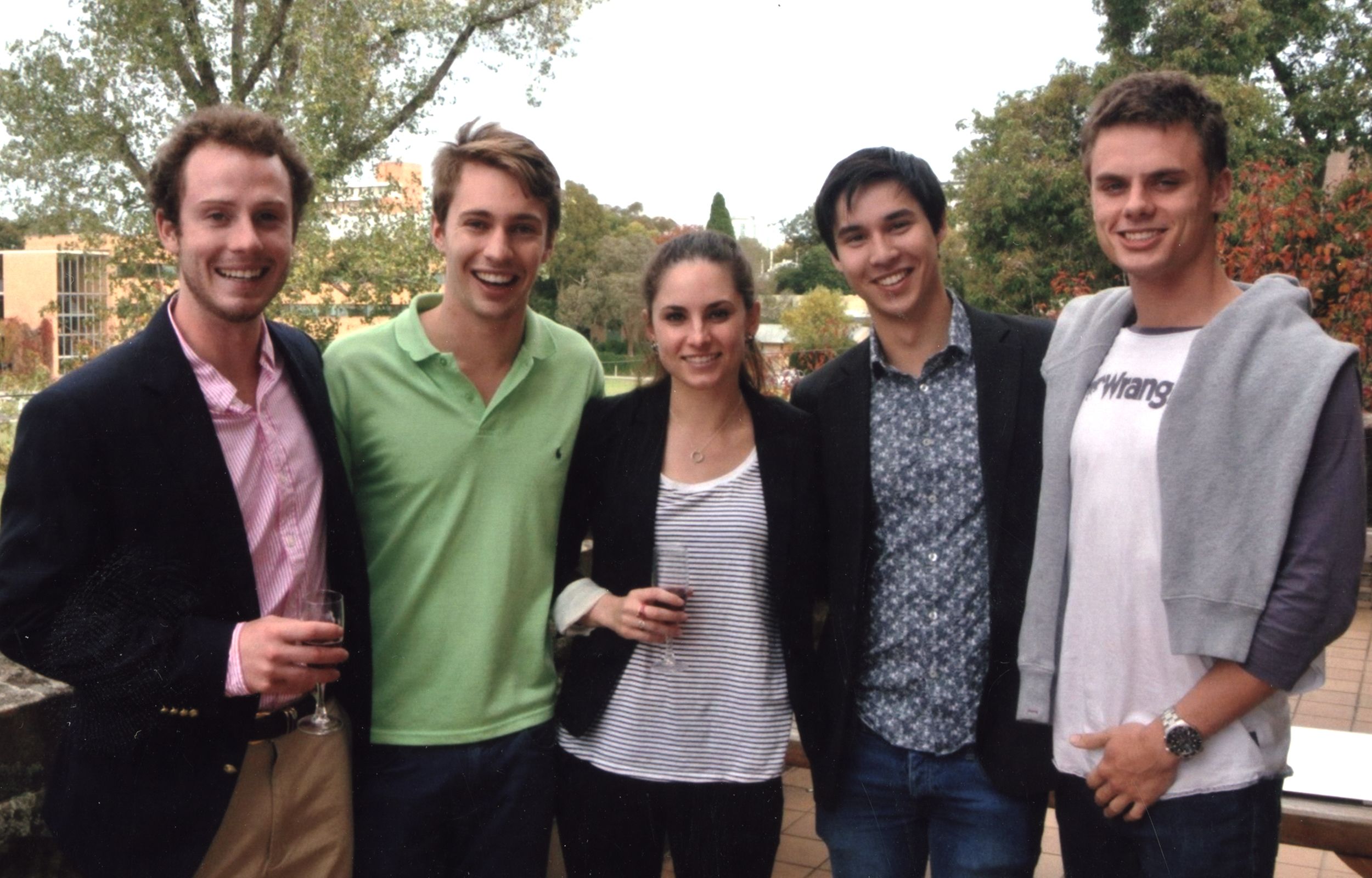Students on the balcony of Behan Building, 2013.