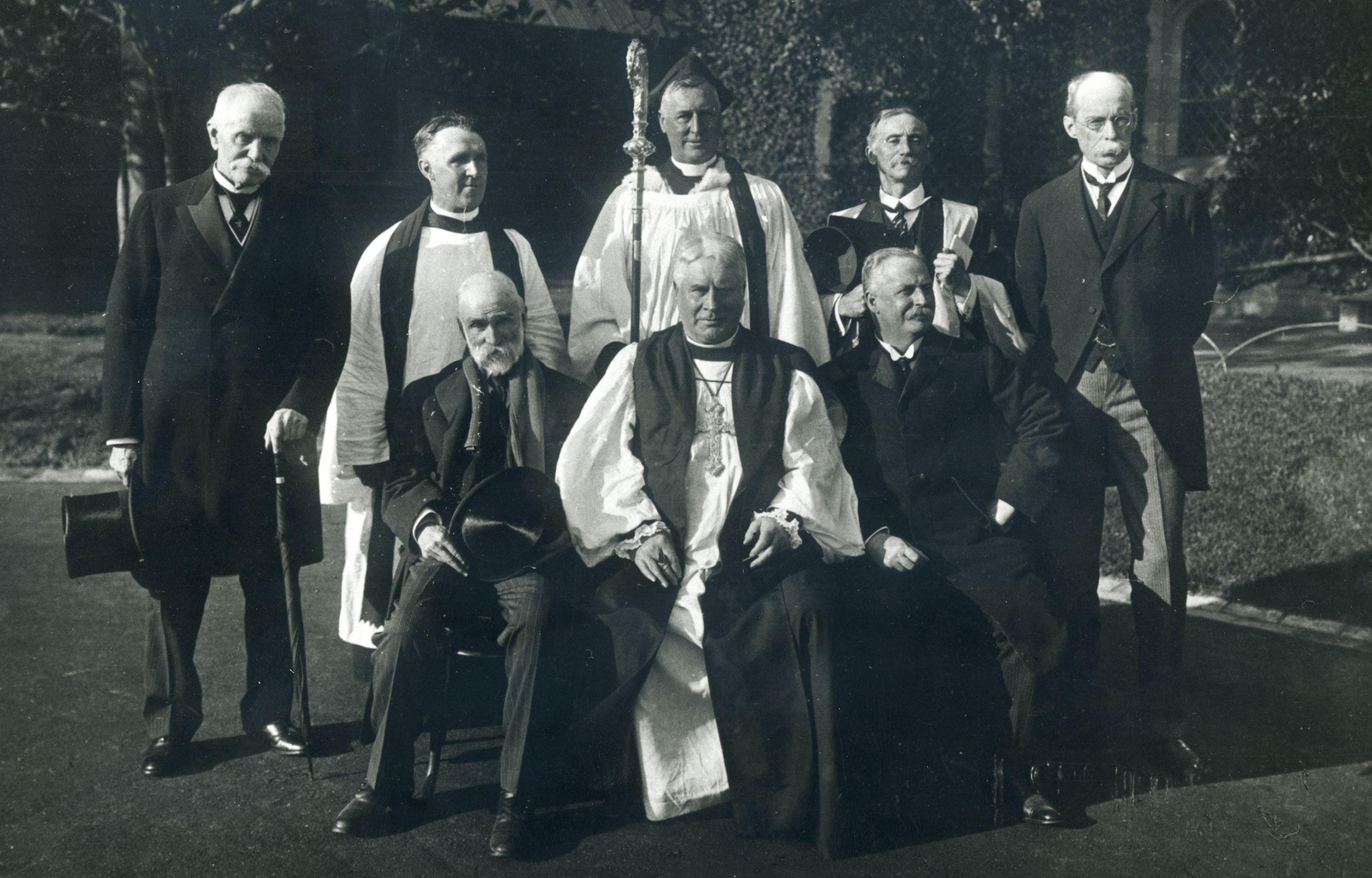 The official party of dignitaries keeping it formal at the laying of the Chapel foundation stone, September 1914.