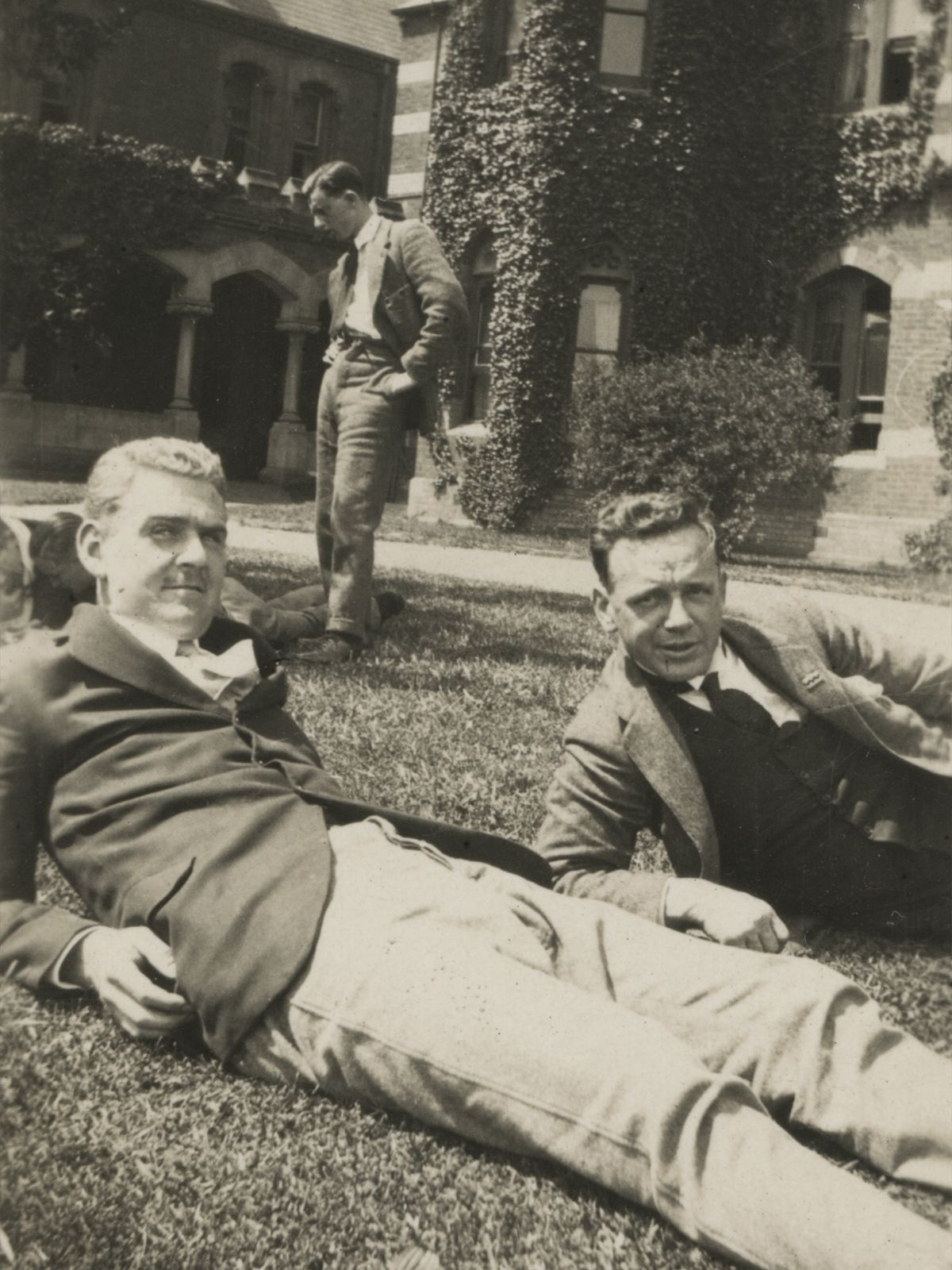 College 'gents' lounging around the Oak, c, 1920.