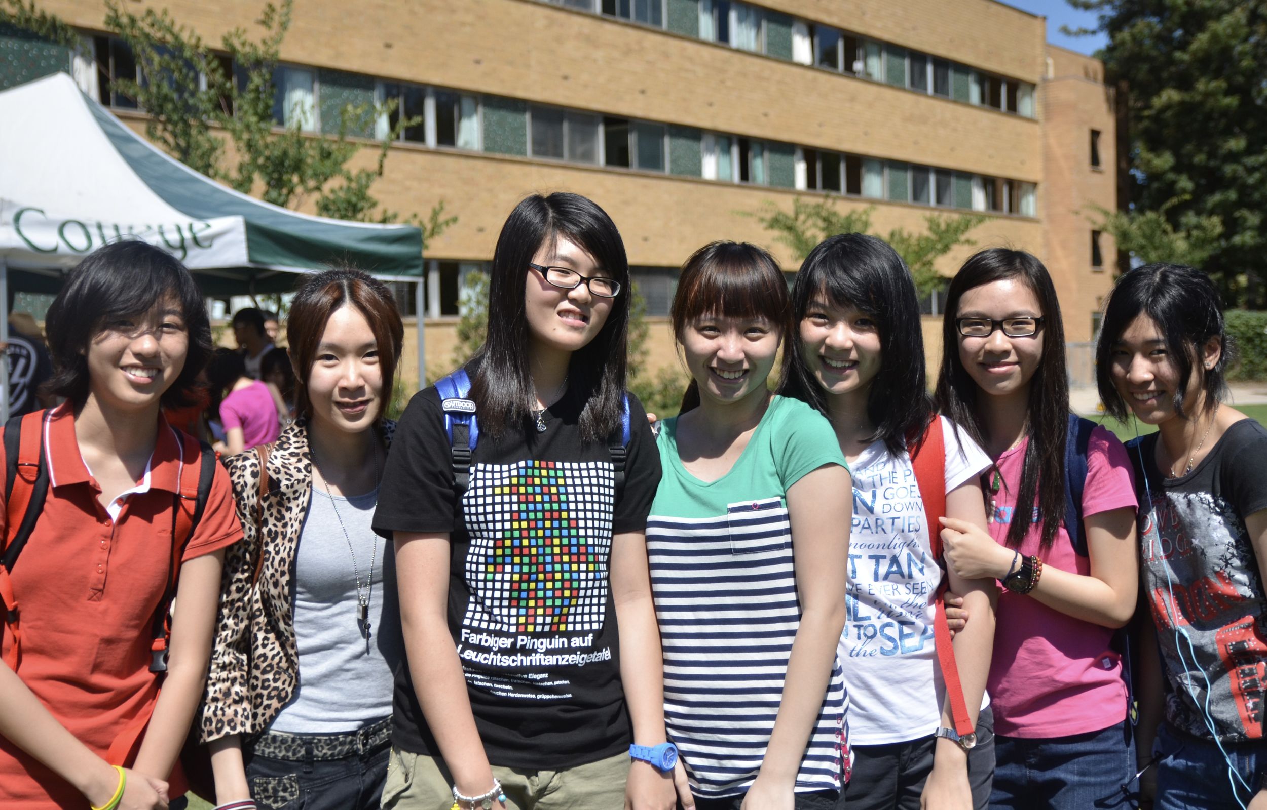 A group of Asian international students at Trinity College pose for a photo, 2012.