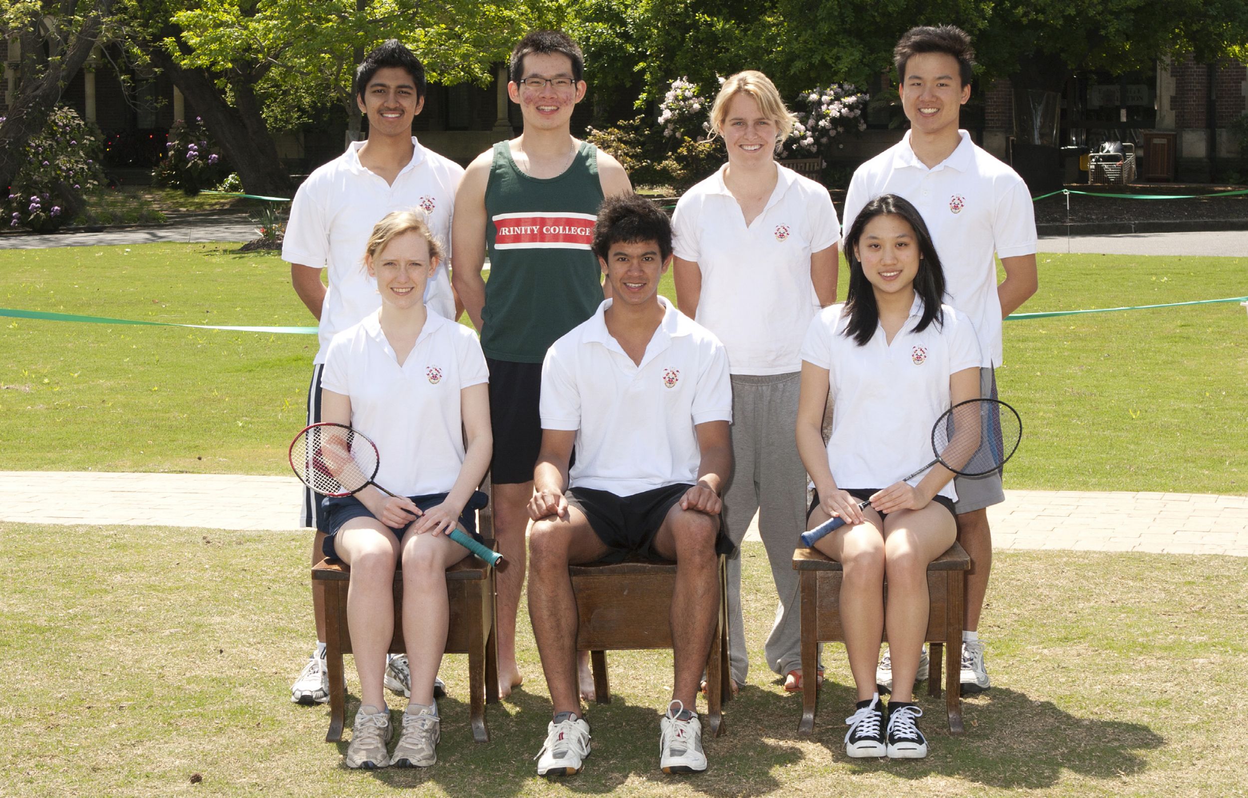 Members of the Trinity badminton team, 2010.