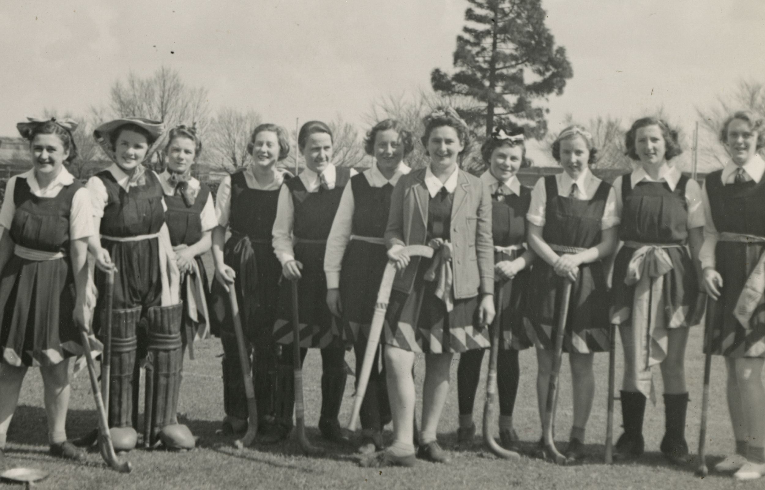 Trinity students of the college's Women's Hostel, Janet Clarke Hall, ready themselves for the annual match against their male colleagues, 1938.
